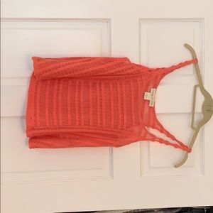 Anthropologie Staring at Stars Coral Crochet Tank